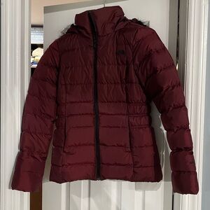 Women's North Face Burgundy Puffer Jacket